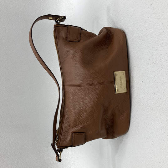 Womens Brown Leather Inner Zip Pocket Tassel Charm Shoulder Bag Purse image number 1