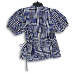 NWT Womens Blue Short Sleeve V-Neck Wrap Blouse Top Size Medium alternative image