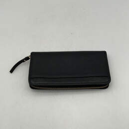 Womens Black Leather Tassel Outer Pocket Card Slots Zip Around Wallet alternative image