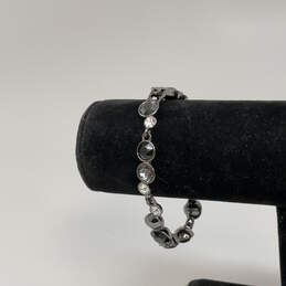 Designer Givenchy Silver-Tone Clear Black Crystal Cut Stones Chain Bracelet