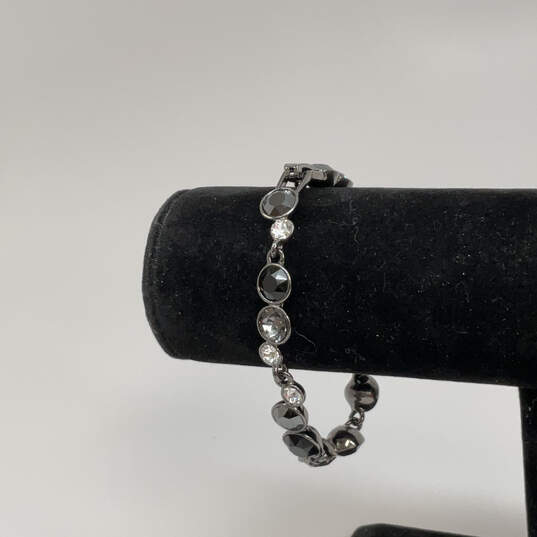 Designer Givenchy Silver-Tone Clear Black Crystal Cut Stones Chain Bracelet image number 1