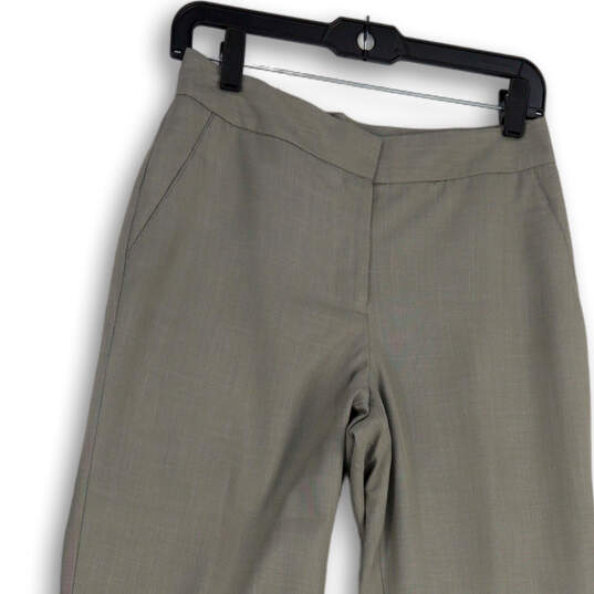Womens Gray Flat Front Slash Pocket Straight Leg Formal Dress Pants Size 4 image number 3