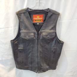 Eagle Leather Urban Ryderz Full Zip Black Leather Biker Vest Size L