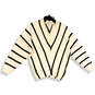 Womens Black White Chevron V-Neck Long Sleeve Pullover Sweater Size 8 image number 1