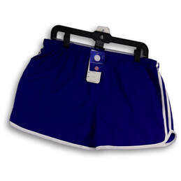 NWT Womens Blue Stiped Elastic Waist Pull-On Athletic Shorts Size L/G