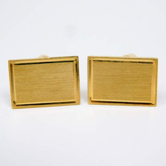 VNTG Lindsay & Co Brushed 14K Yellow Gold Cufflinks & Tuxedo Shirt Buttons 14.9g image number 2