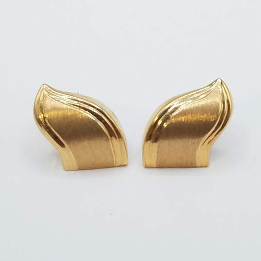 VL 14K Gold Brushed Unique Post Stud Hollow Earrings 1.8g image number 1
