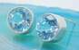 Sterling Silver Blue Topaz Stud Earrings w/ 14K Yellow Gold Posts 5.7g image number 1