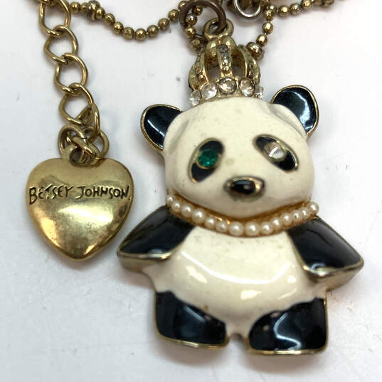 Designer Betsey Johnson Gold-Tone Cute Panda With Crown Pendant Necklace image number 4