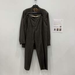 Christian Dior Mens Brown Gray Blazer & Pants 2 Piece Suit Set Size 48L With COA