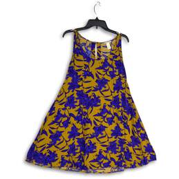 H&M Womens Blue Orange Floral Sleeveless Back Keyhole A-Line Dress Size 4