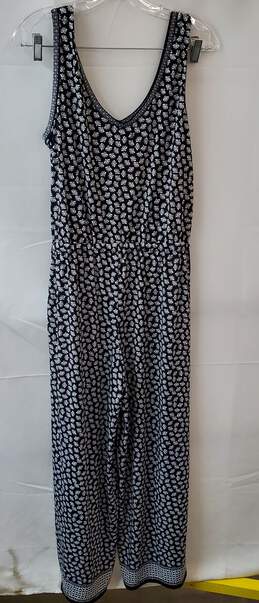 Black with White Floral Pattern Sleeveless Jumper Size M
