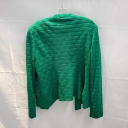 Misook Green Textured Open Front Cardigan Jacket Size M alternative image