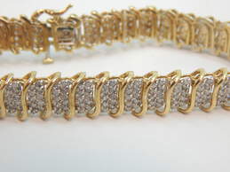 10K Yellow Gold 4.0 CTTW Round Diamond Pave Tennis Bracelet 15.5g