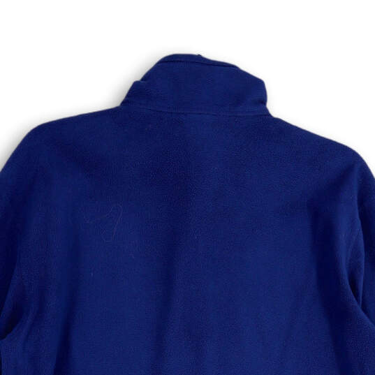 Mens Blue Fleece Long Sleeve Quarter-Zip Mock Neck Pullover Sweater Size M image number 4