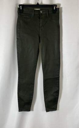 L'Agence Womens Green Army Coated High Rise Margot Skinny Jeans Size 25