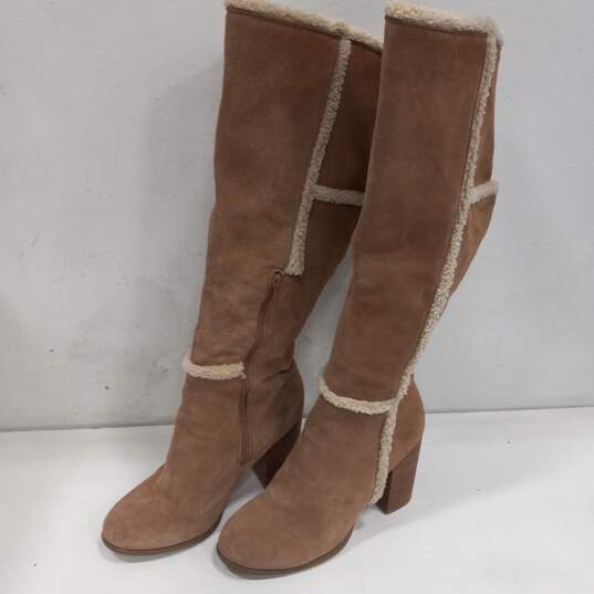 Women's Suede Tall Heeled Boots Size 10 image number 3