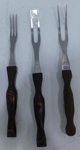 VTG Cutco Brown Orange Swirl Handle Carving Turn Forks 1726 & 1727 & No. 27 Fork
