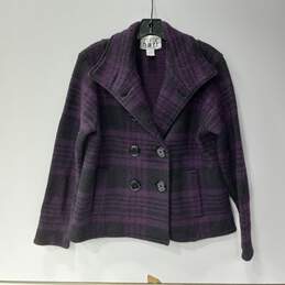 Keren Hart Women's Purple Wool Double Breasted Pea Coat Jacket Size S