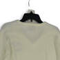 Womens White V-Neck Long Sleeve Knitted Pullover Sweater Size Large image number 2