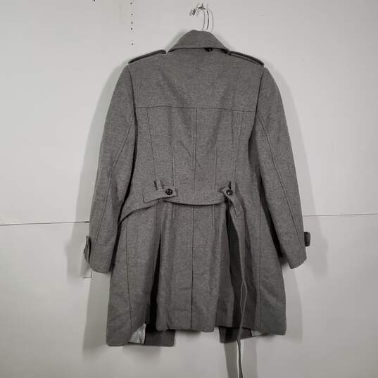 Womens Collared Long Sleeve Belted Single Breasted Trench Coat Size Small image number 2