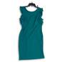 NWT Womens Green Sleeveless Round Neck Back Zip Sheath Dress Size 10 image number 1