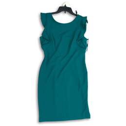 NWT Womens Green Sleeveless Round Neck Back Zip Sheath Dress Size 10