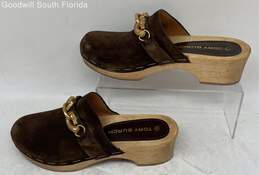 Tory Burch Womens Brown Leather Round Toe Slip-On Clog Sandals Size 7.5M alternative image