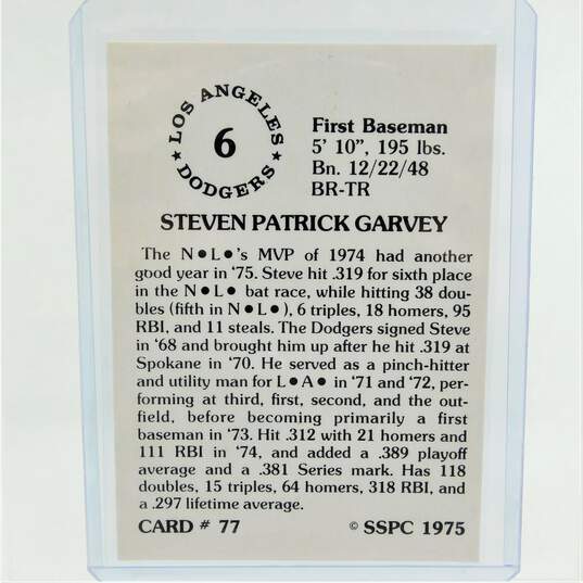 1976 Steve Garvey SSPC #77 Los Angeles Dodgers image number 3