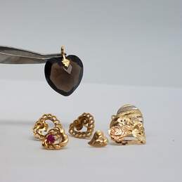 14k Gold Multi Gemstone Heart Jewelry Bundle 6pcs 4.8g