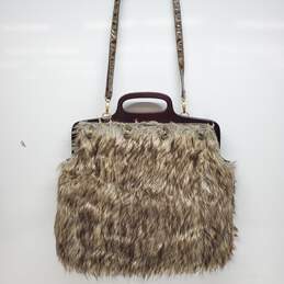 Designs by Dee Ocleppo Faux Fur Large Handbag in Brown w/Gold Tone Hardware