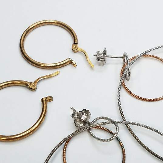 Dyadema Sterling Silver Hoop Earrings 15in - 17 1/2in Necklace Bundle 4pcs 16.4g image number 5