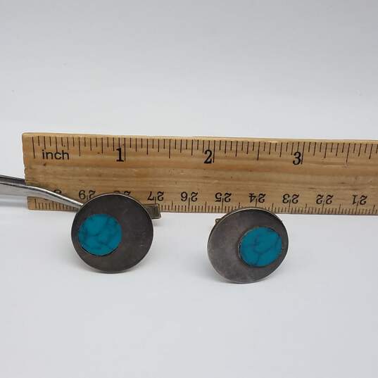 RCG Mexico Sterling Silver Turquois Like Inlay Men's Cuff Links 12.2g image number 6