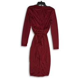 Altuzarra Womens Red Tassel V-Neck Long Sleeve Back Zip Wrap Dress Size Small alternative image