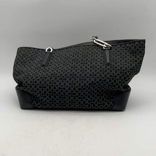 Coach Womens Black Gray Signature Print Zipper Double Handle Shoulder Bag image number 2