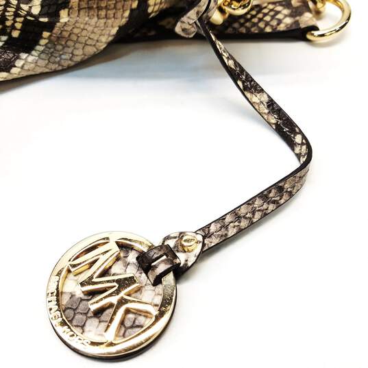 Michael Kors Astor Studded Leather Carryall Snake Print Beige image number 7