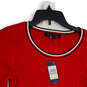 NWT Womens Red Knitted Round Neck Long Sleeve Pullover Sweater Size S image number 3