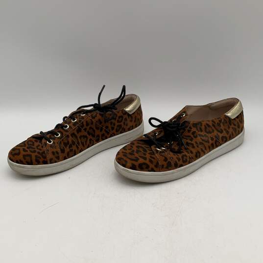 Paige Womens Brown Leopard Print Low Top Lace Up Sneakers Shoes Size 8 image number 3