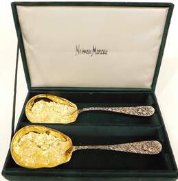 Vintage Neiman Marcus Godinger Large Berry Serving Spoons W/ Case