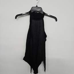 Black Sleeveless Fringe Bodysuit