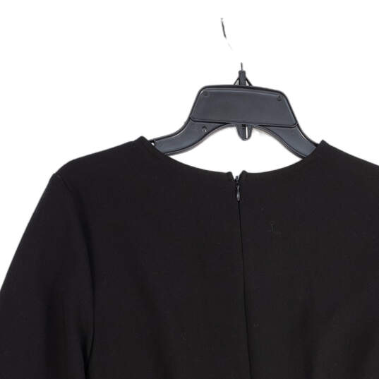 Womens Black Long Sleeve Round Neck Back Zip Sheath Dress Size Medium image number 4
