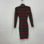 Womens Multicolor Striped Long Sleeve Knitted Crew Neck Sweater Dress Size P image number 2