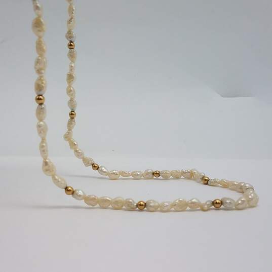 14k Gold Fw Pearl Necklace 7.3g image number 5