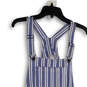 NWT Womens Blue White Striped Sleeveless Pocket One-Piece Romper Size XL image number 3