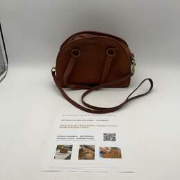 Vintage Coach Womens Brown Leather Logo Charm Round Crossbody Bag Purse w/COA