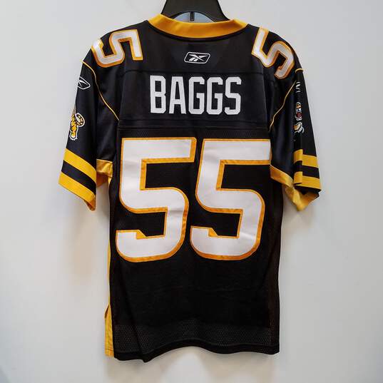 Mens Black Hamilton Tiger Cats Baggs #55 Football CFL Pullover Jersey Size S image number 2