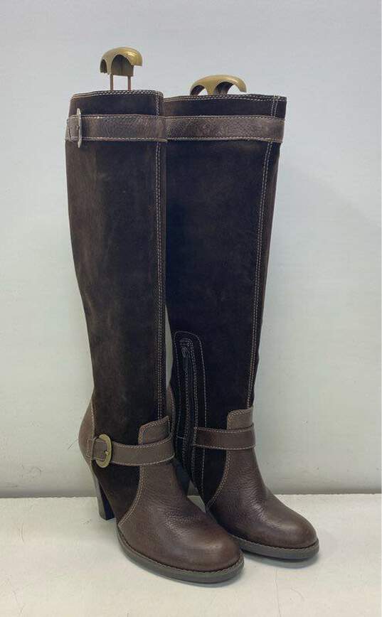 (r)elativity "Eve" Brown Suede Under the Knee Boot with Gold Belt Detail Women 7 image number 3