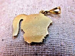 14K Yellow Gold Etched Girl w/Ponytail Silhouette Pendant 1.9g alternative image