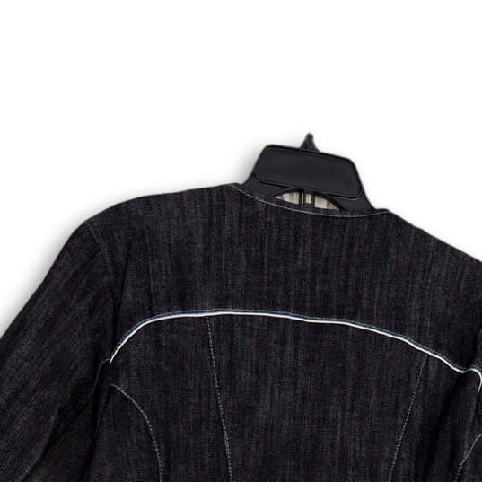 Womens Black Denim Long Sleeve Regular Fit Pockets Full-Zip Jacket Size 16W image number 4
