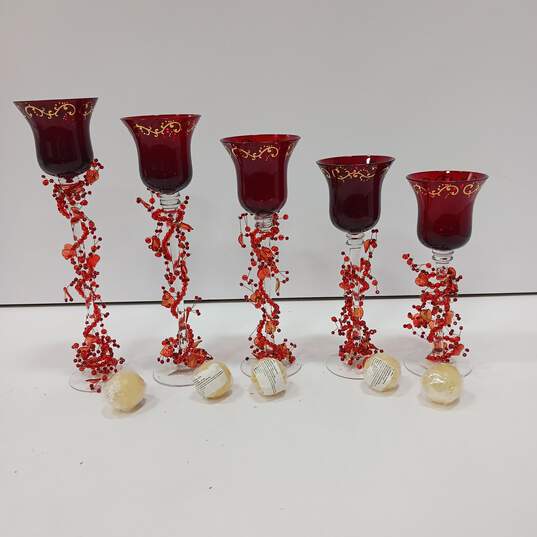 Signature Home Collection Red Beaded Votives In Box image number 2